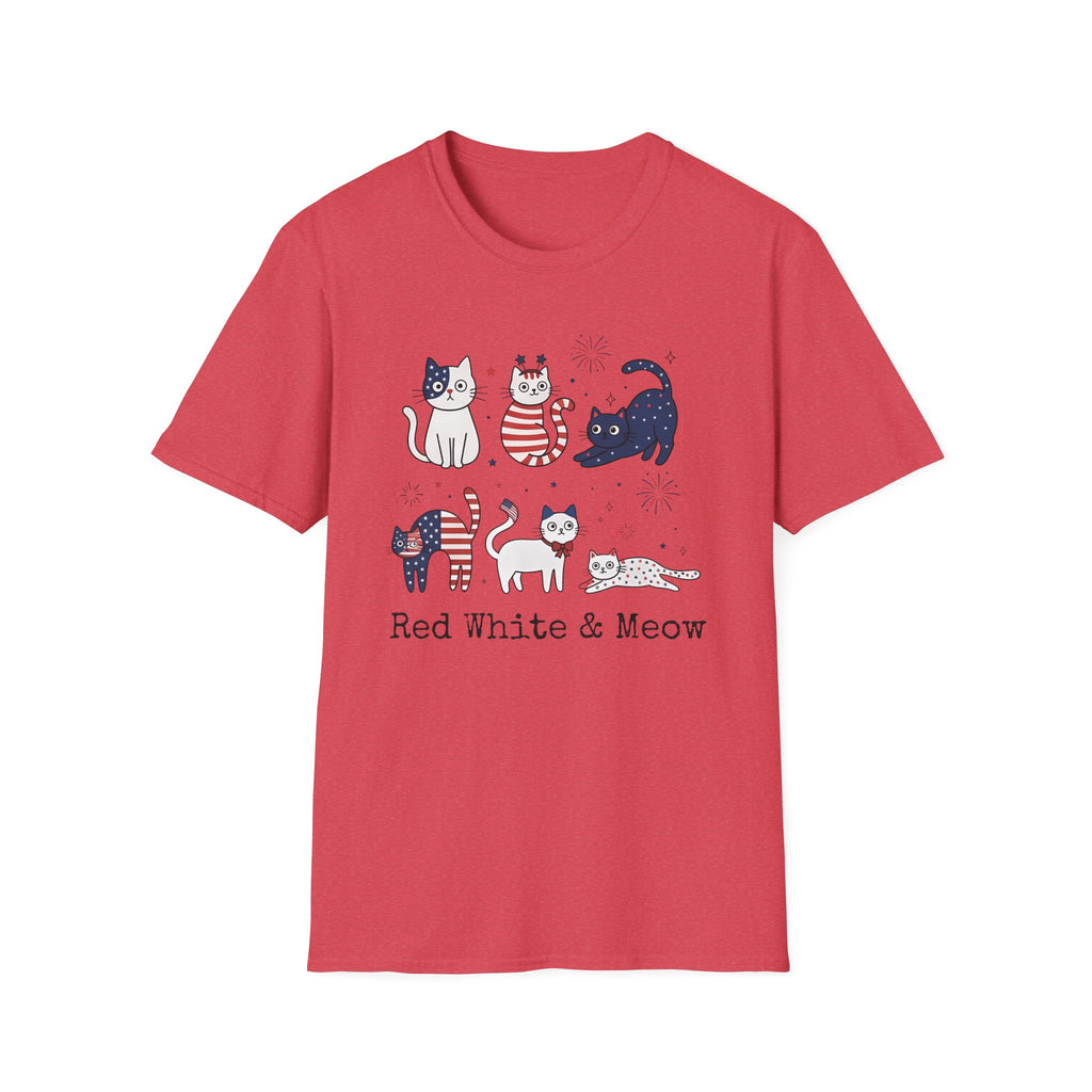 Patriotic Cats T-Shirt — "Red, White & Meow" 4th of July Graphic Tee