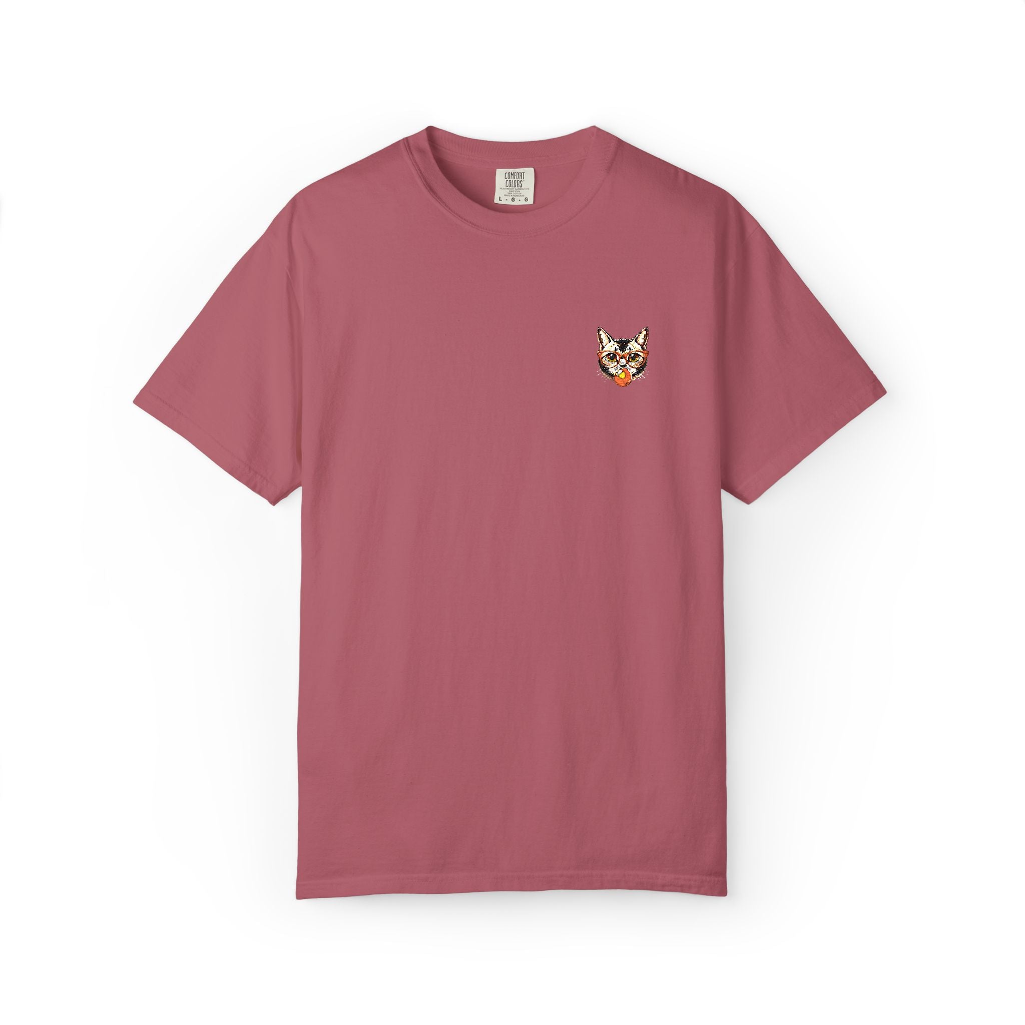 Pixel Cat Embroidered T-Shirt | Retro 8-Bit Cat Comfort Colors Tee | Gamer Cat Lover Gift | Vintage Garment Dyed Shirt