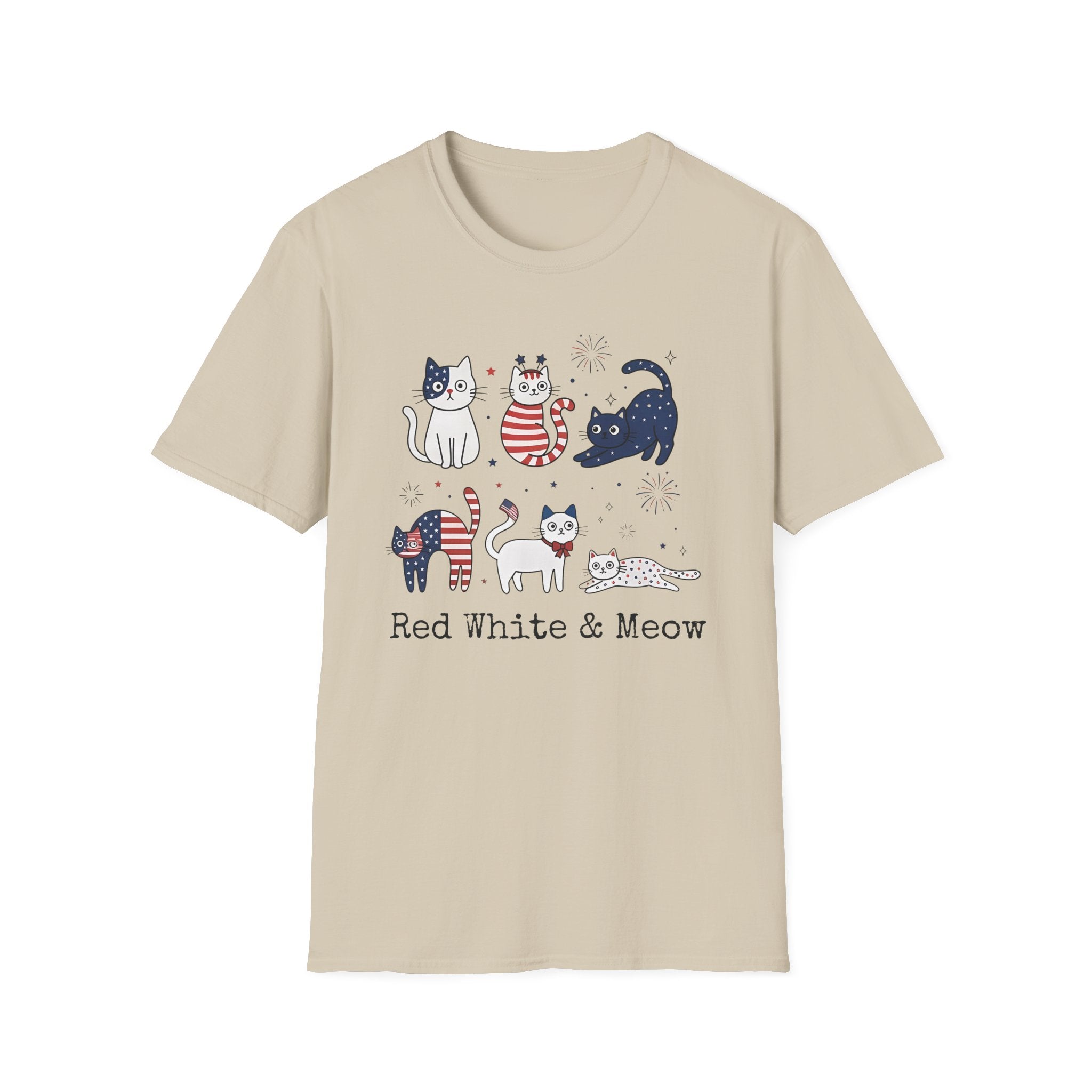 Patriotic Cats T-Shirt — "Red, White & Meow" 4th of July Graphic Tee