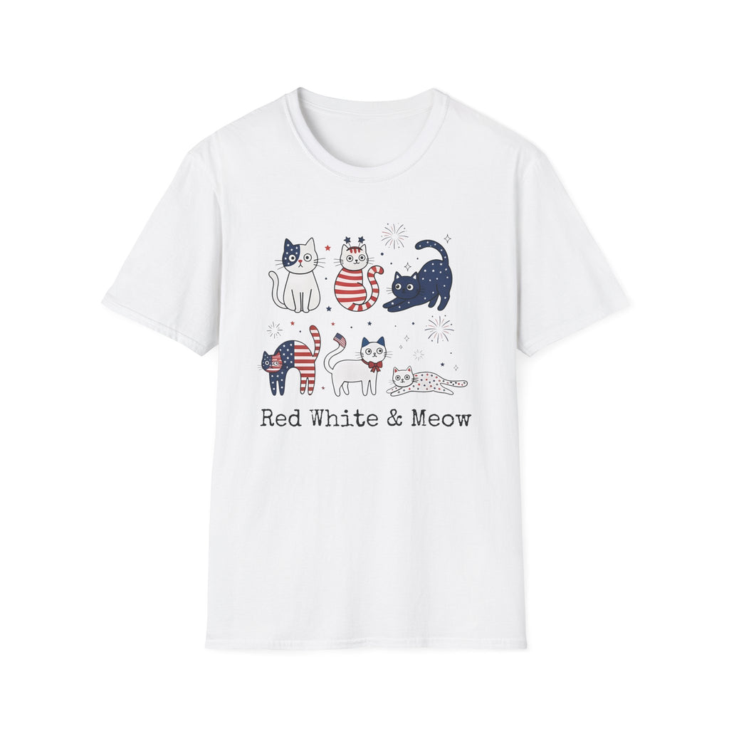Patriotic Cats T-Shirt — "Red, White & Meow" 4th of July Graphic Tee