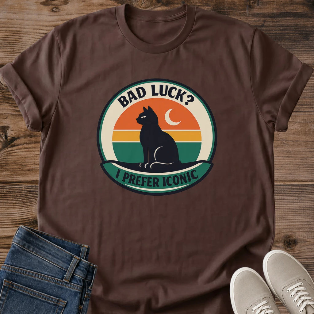 Celestial Cat Shirt Moon Design Tee Retro Black Cat Silhouette Vintage Graphic Fashion Witchy Style Statement Crescent Moon Circle Cat Lover Gift Perfect Halloween Casual Wear Essential Sunset Colors Vintage Aesthetic Alternative Fashion