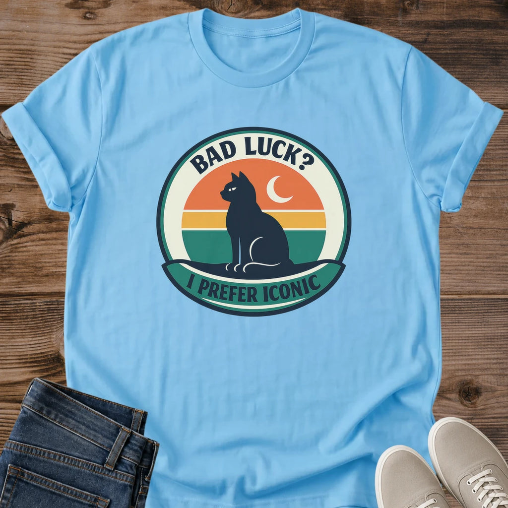 Vintage Cat Design Shirt Witchy Aesthetic Tee Retro Moon Silhouette Graphic Black Cat Fashion Statement Celestial Crescent Design Cat Lover Gift Perfect Present Halloween Style Essential Casual Wear Tee Alternative Fashion Vintage Sunset