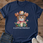 Cowboy Cat Shirt Hand Illustrated Watercolor Design Cactus Bandana Western Style Cat Lover Gift Boutique Quality Tee Whimsical Feline Art Soft Cotton Comfort Unique Cat Owner Present Western Theme Apparel Fun Cat Lady Gift Artistic Animal
