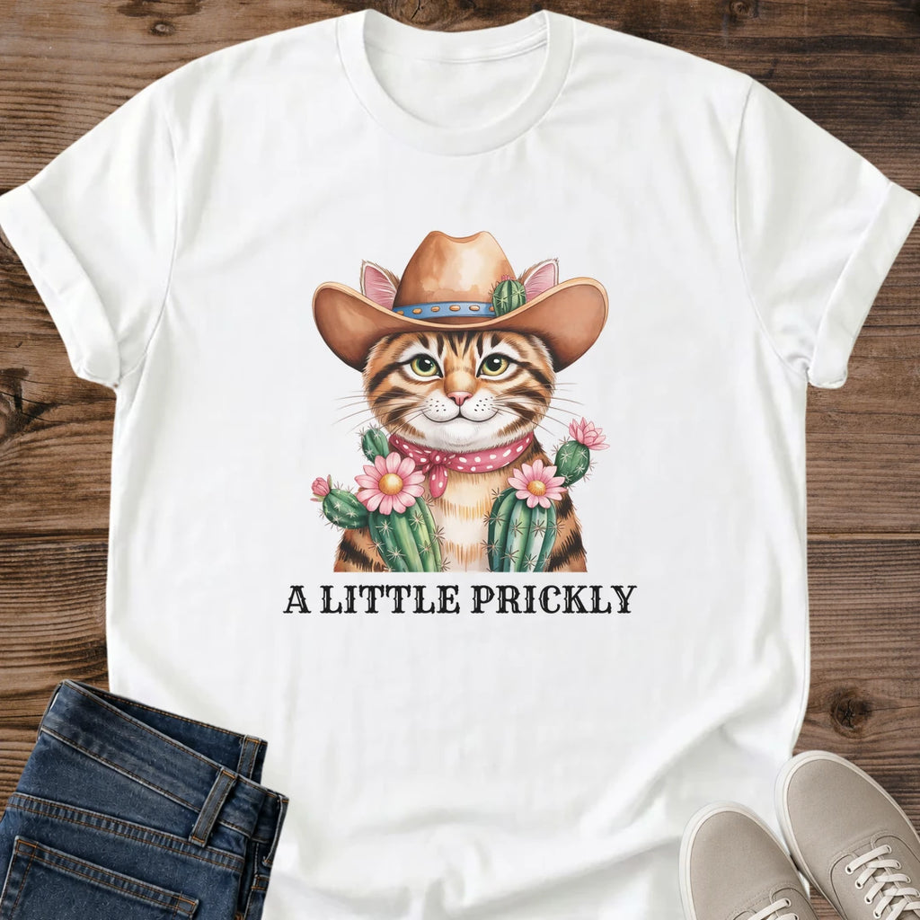 Cowboy Cat Shirt – Handillustrated Watercolor Cactus Cat Lover Gift