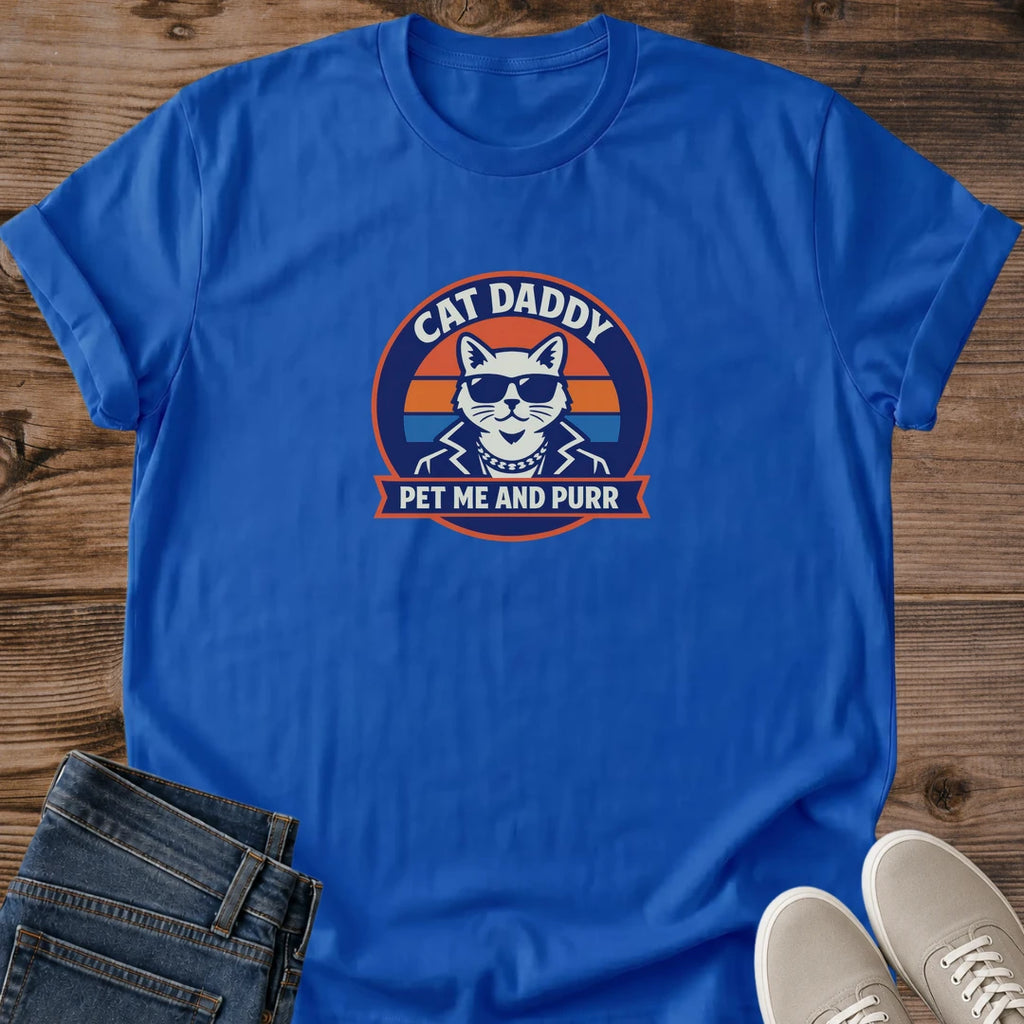 Cat Dad Shirt – Funny Retro Graphic Tee with Vintage Sunset Design
