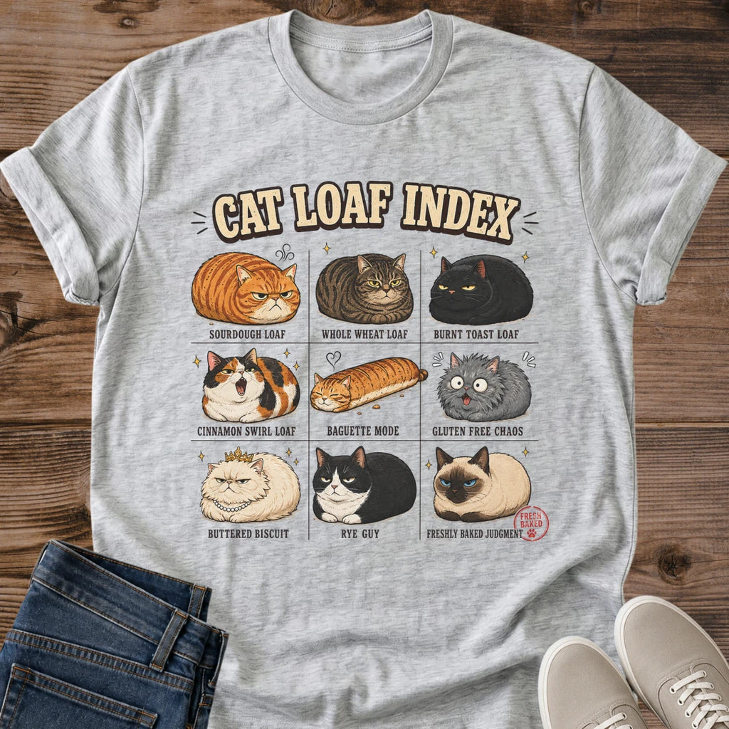 Statement Tee Cat Loaf Chart Design Novelty Cat Shirt Graphic Tee Cat Position Guide Cat Lover Gift Pet Owner Apparel Cat Enthusiast Clothing Casual Wear Daily Comfort Science Chart Design Pet Parent Present Birthday Gift Cat Owner Clothing