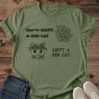 Rescue Cat Shirt Adopt A New Cat Funny Tee Hand Drawn Cat With Daisy Crown And Flower Bouquet Black Ink Graphic Cat Owner Shirt Gift For Cat Lovers Multi Cat Household Tee Just One More Cat Unisex Ringspun Cotton Shirt Cat Whisker Co