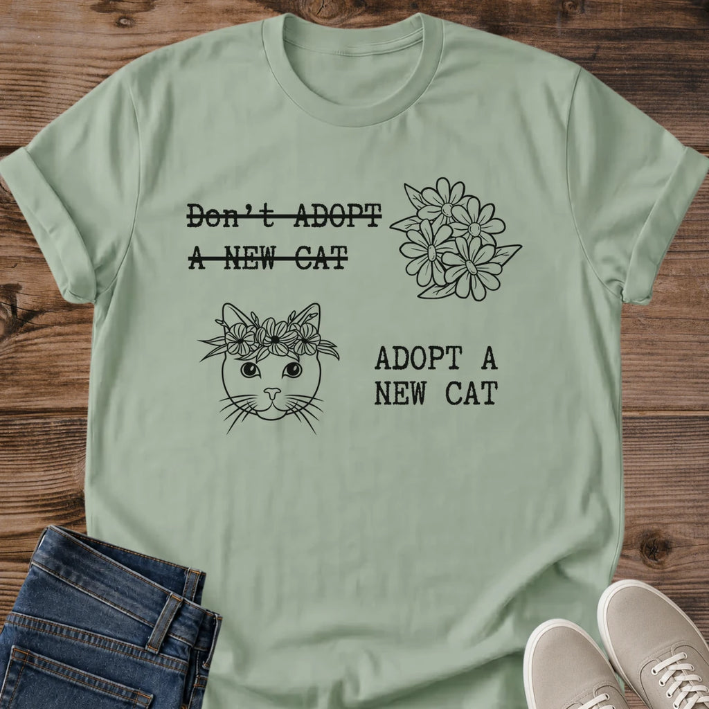 Rescue Cat Shirt Adopt A New Cat Funny Tee Hand Drawn Cat With Daisy Crown And Flower Bouquet Black Ink Graphic Cat Owner Shirt Gift For Cat Lovers Multi Cat Household Tee Just One More Cat Unisex Ringspun Cotton Shirt Cat Whisker Co