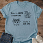 Cat Lover Gift Adopt A New Cat Shirt Funny Rescue Cat Tee Minimal Floral Cat Graphic Gotcha Day Gift New Cat Owner Gift Christmas Gift For Cat Mom Shelter Volunteer Gift Cat Person Tee Gildan Softstyle Cotton Tee Cat Whisker Co