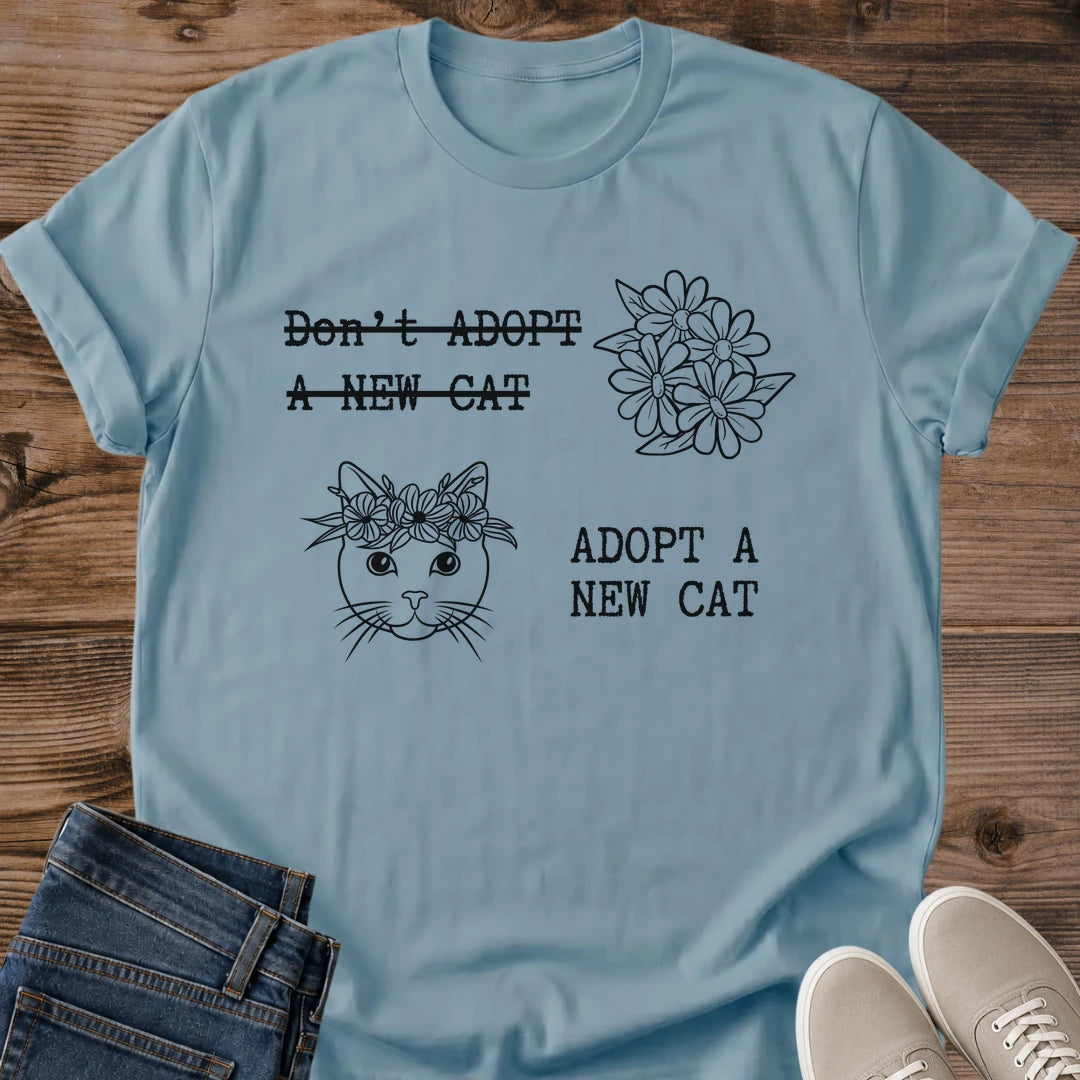 Cat Lover Gift Adopt A New Cat Shirt Funny Rescue Cat Tee Minimal Floral Cat Graphic Gotcha Day Gift New Cat Owner Gift Christmas Gift For Cat Mom Shelter Volunteer Gift Cat Person Tee Gildan Softstyle Cotton Tee Cat Whisker Co