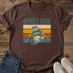 Mountain Lifestyle Shirt Vintage Ski Cat Design Retro Graphic Tee Soft Cotton Casual Wear Comfortable Weekend Fashion Nostalgic Sunset Stripe Pattern Lightweight Relaxed Fit Perfect Coffee Shop Outfit Layering Essential Gift For Outdoor