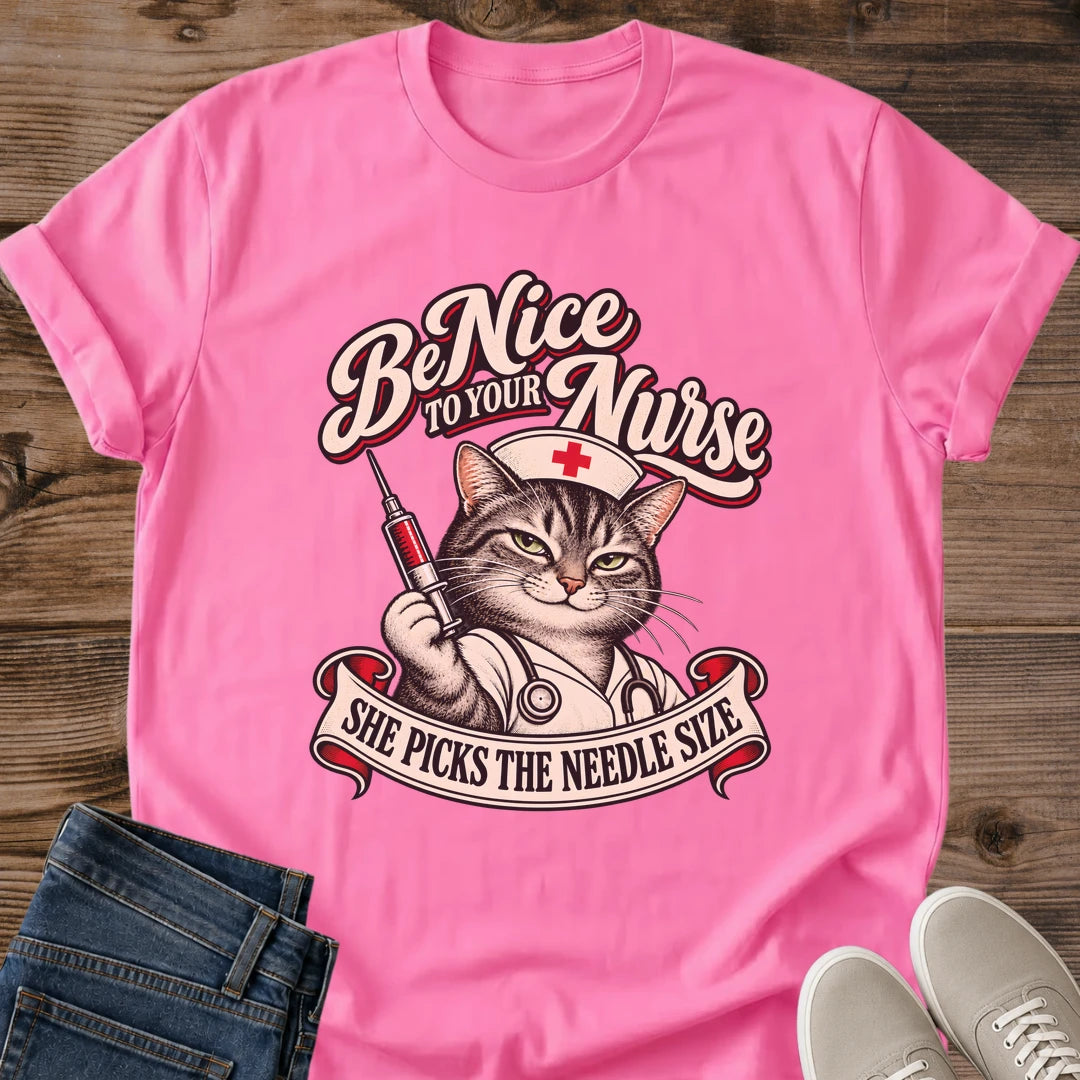 Nurse Gift Be Nice To Your Nurse Cat Shirt Funny RN Tee Vintage Nurse Cat Graphic Nurses Week Gift Nursing School Graduation Gift Christmas Gift For Nurse Cat Mom Shirt Healthcare Worker Tee Gildan Softstyle Cotton Tee Cat Whisker Co