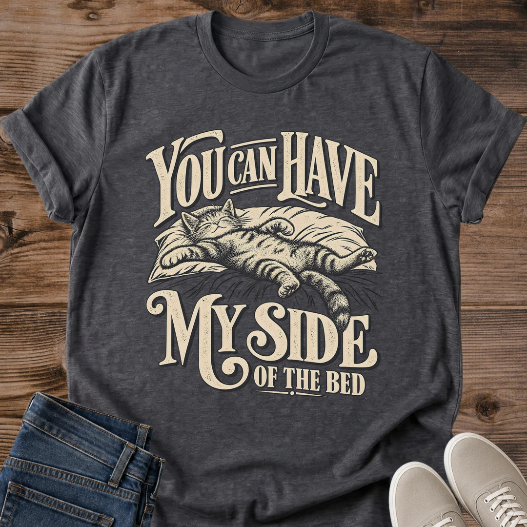 You Can Have My Side Of The Bed Cat Shirt Funny Bed Hog Cat Tee Cat Lover Gift Idea Softstyle Ring Spun Cotton Relaxed Fit Everyday Casual Wear Vintage Print Cat Owner Apparel Statement Piece Lightweight Layering
