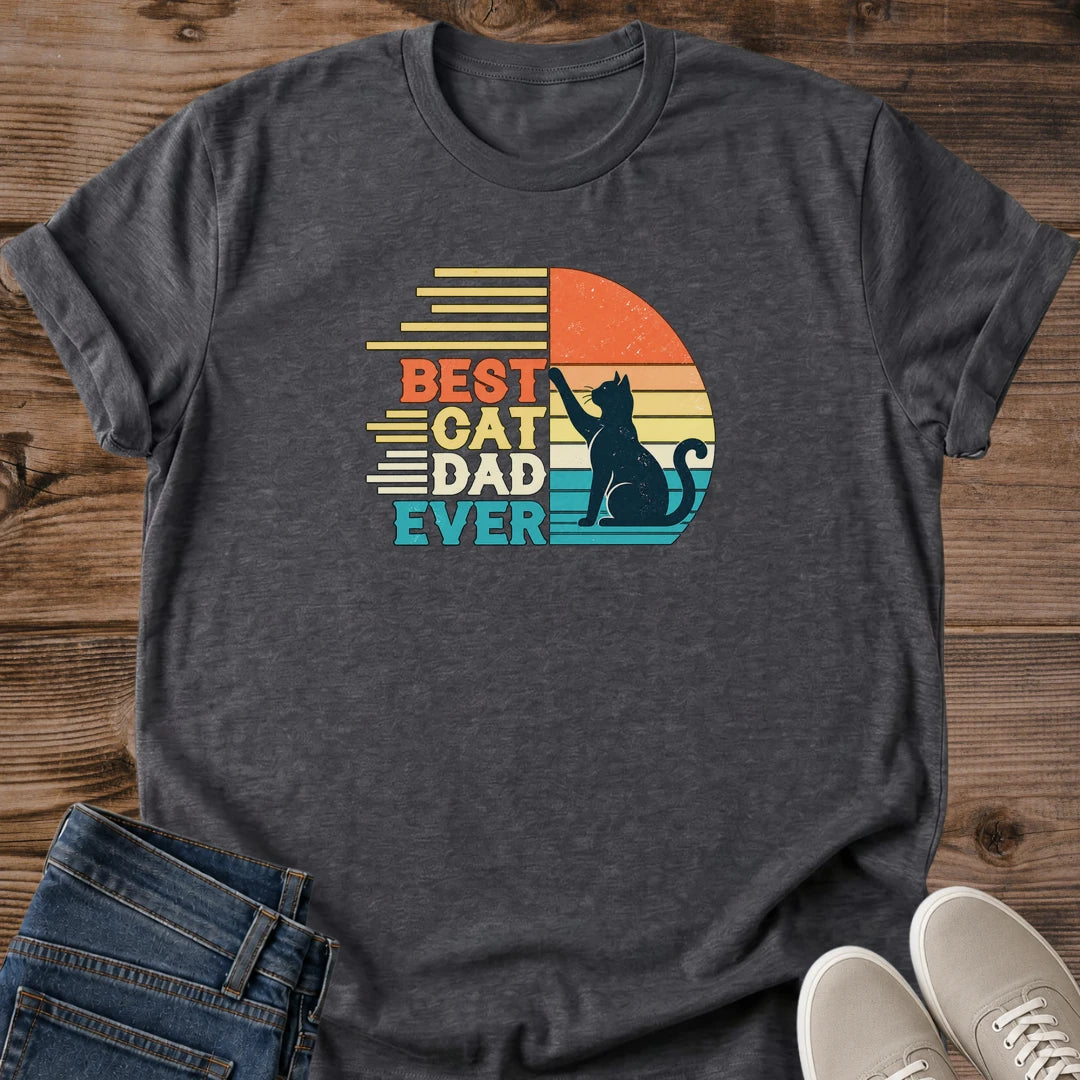 Cat Daddy Shirt Best Cat Dad Ever Tee Retro Cat Dad Gift Vintage Sunset Cat Design Cat Shirt For Men And Women Fathers Day Cat Gift Holiday Gift For Cat Owner Cat Dad Life Tee Number One Cat Dad Soft Cotton Unisex Tee Cat Whisker Co