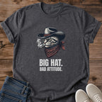 Novelty Cat Shirt Funny Western Design Cowboy Theme Graphic Tee Perfect Gift Cat Lover Apparel Comfortable Casual Wear Unisex Fit Soft Cotton Fabric Premium Quality Construction Humorous Statement Piece Birthday Present Everyday Wardrobe