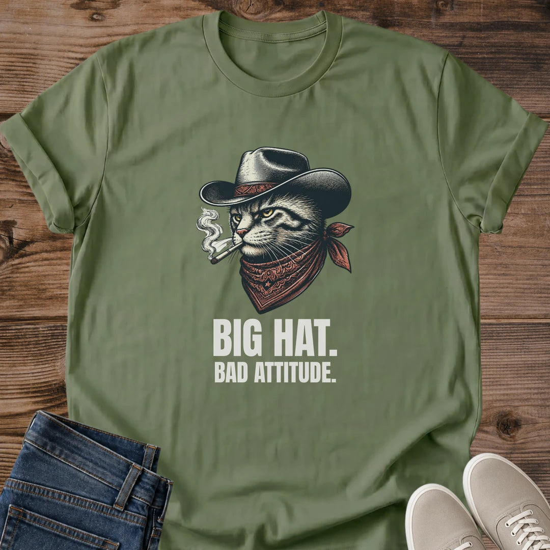 Cat Lover Gift Funny Graphic Tee Western Cowboy Design Perfect Birthday Present Comfortable Casual Shirt Unisex Fit Soft Cotton Fabric Humorous Statement Piece Everyday Wear Essential Premium Quality Construction Novelty Animal Apparel