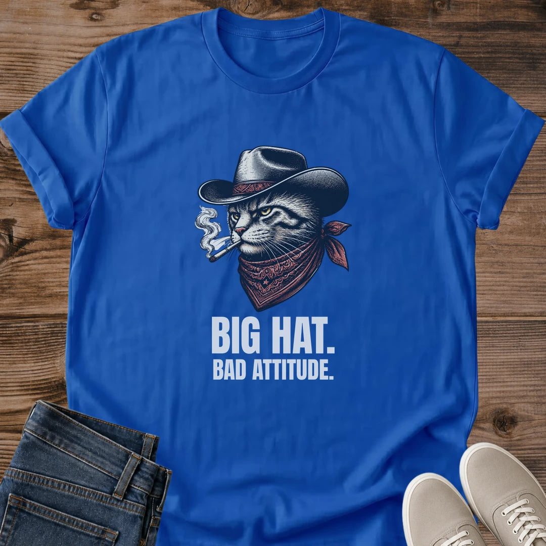Graphic Tee Collection Funny Cat Design Western Cowboy Theme Perfect Cat Lover Gift Comfortable Casual Wear Unisex Fit Shirt Soft Cotton Material Premium Quality Fabric Humorous Statement Piece Birthday Present Essential Everyday Wardrobe