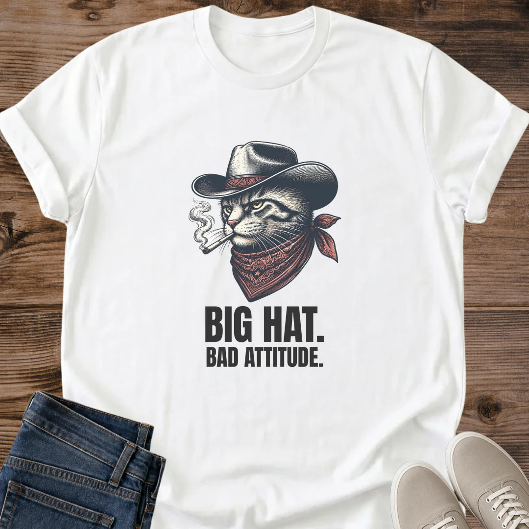 Cat Lover Gift Funny Graphic Tee Western Cowboy Design Perfect Birthday Present Comfortable Casual Shirt Unisex Fit Soft Cotton Fabric Humorous Statement Piece Everyday Wear Essential Premium Quality Construction Novelty Animal Apparel