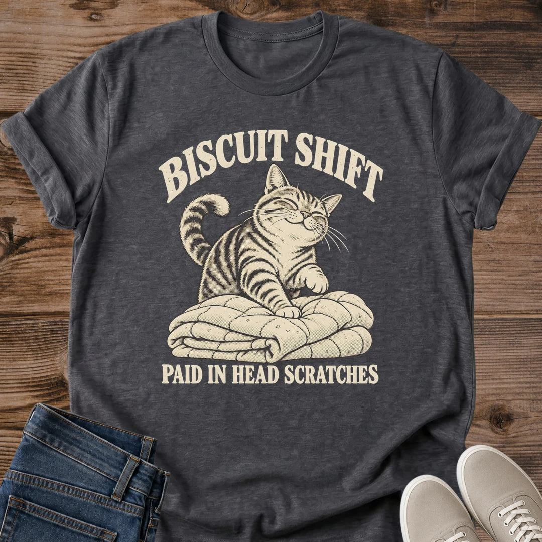 Cat Kneading Shirt Paid In Head Scratches Funny Cat Quote Tee Retro Tabby Cat Illustration Cream Ink Graphic Cat Owner Shirt Work From Home Cat Tee Cozy Cottagecore Cat Shirt Gift For Cat Lovers Unisex Cotton Tee Cat Whisker Co