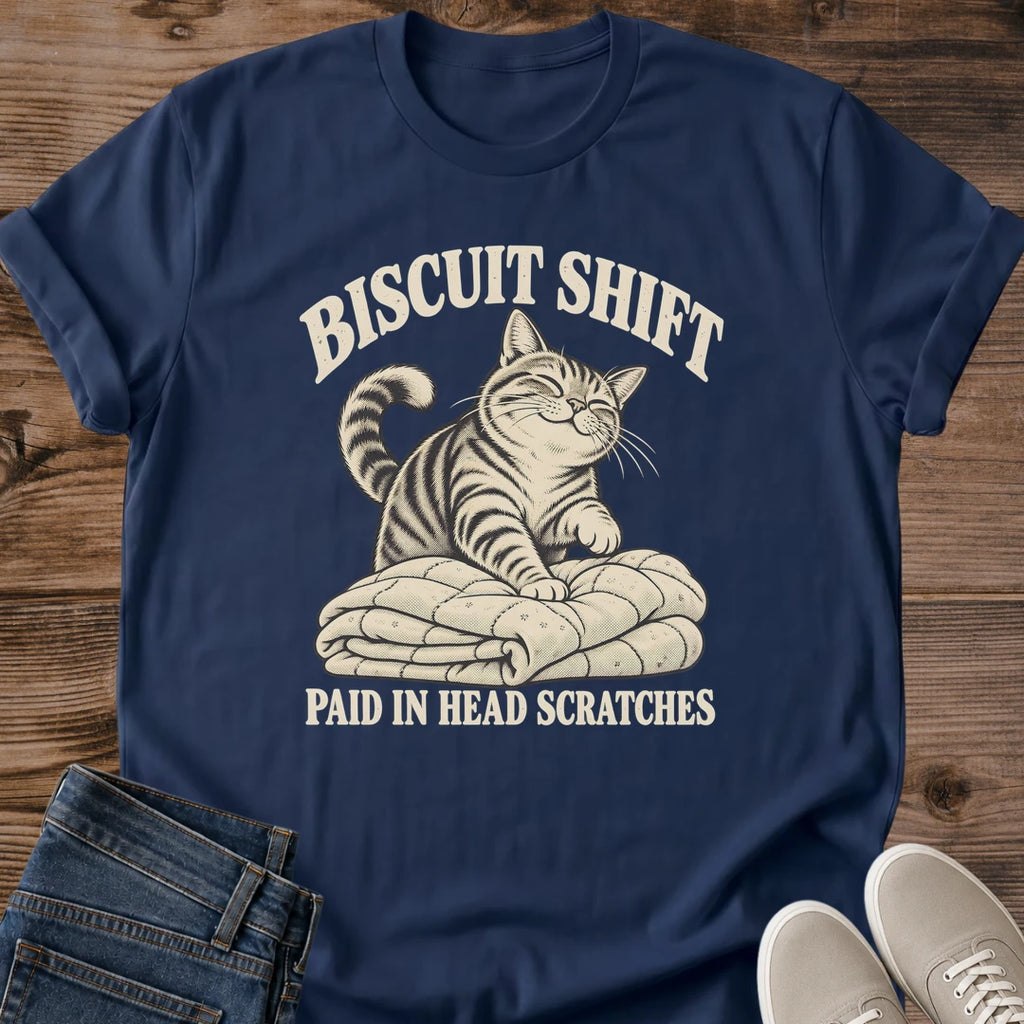 Funny Cat Lover Gift Biscuit Shift Tee Sleepy Tabby Cat Making Biscuits On Blanket Vintage Style Cat Shirt Christmas Gift For Cat Mom Birthday Gift For Cat Lover Cat Person Graphic Tee Gildan Softstyle Cotton Shirt Cat Whisker Co