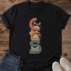 Playful Cat Shirt Cats Peeking Retro Letters Graphic Tee Cute Gift Idea Ring Spun Cotton Soft Breathable Fabric Relaxed Unisex Fit Vintage Print Design Cat Person Apparel Casual Everyday Wear Statement Piece Great Gift
