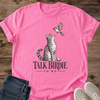 Soft Cotton Cat Tee Comfortable Graphic Shirt Vintage Illustrated Tabby Design Lightweight Breathable Fabric Ring Spun Material Quality Animal Art Print Style Bird Illustration Detail Casual Everyday Wear Essential Cat Lover Gift Perfect