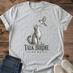 Cat Lover Gift Vintage Illustrated Tabby Tshirt Soft Cotton Graphic Tee Bird Design Detail Animal Art Print Shirt Lightweight Breathable Fabric Comfortable Everyday Wear Casual Style Essential Artistic Fashion Statement Conversation Starter