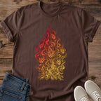 Fire Spirit Cat Shirt Cat Campfire Tee Flickering Flames Forming Cat Faces Over Logs Illustration Red And Gold Fire Art Design Camping Shirt Cat Owner Gift For Her Cat Dad Tee Hidden Cat Art Soft Cotton Unisex Shirt Cat Whisker Co