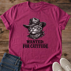 Vintage Wanted Poster Shirt Funny Cat Design Western Theme Graphic Tee Cotton Apparel Cat Lover Gift Novelty Statement Shirt Casual Wear Collection Pet Owner Present Humorous Cat Design Lightweight Fabric Essential Animal Enthusiast Gift