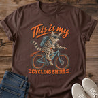 Cool Cat Commute Shirt This Is My Cycling Shirt Cat Bike Tee Gift Idea Softstyle Ring Spun Cotton Relaxed Fit Everyday Casual Wear Retro Print Cat Owner Apparel Statement Piece Lightweight Layering For Home