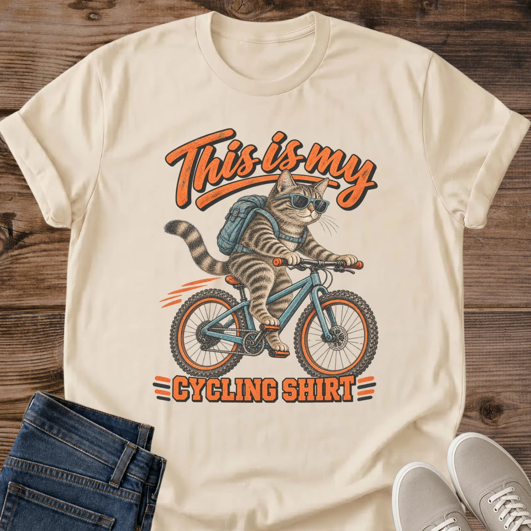 Vintage Cat Lover Tee This Is My Cycling Shirt Bike Design Cotton Cat Dad Gift Shirt Retro Aesthetic Softstyle Ring Spun Fabric Relaxed Retail Fit Casual Weekend Layering Statement Piece Everyday Wear For Home
