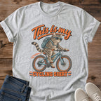 Funny Cat Bike Shirt Cool Cat Commute Cycling Graphic Tee Gift Idea Ring Spun Cotton Soft Breathable Fabric Relaxed Unisex Fit Retro Print Design Cat Person Apparel Casual Everyday Wear Statement Piece Great Gift