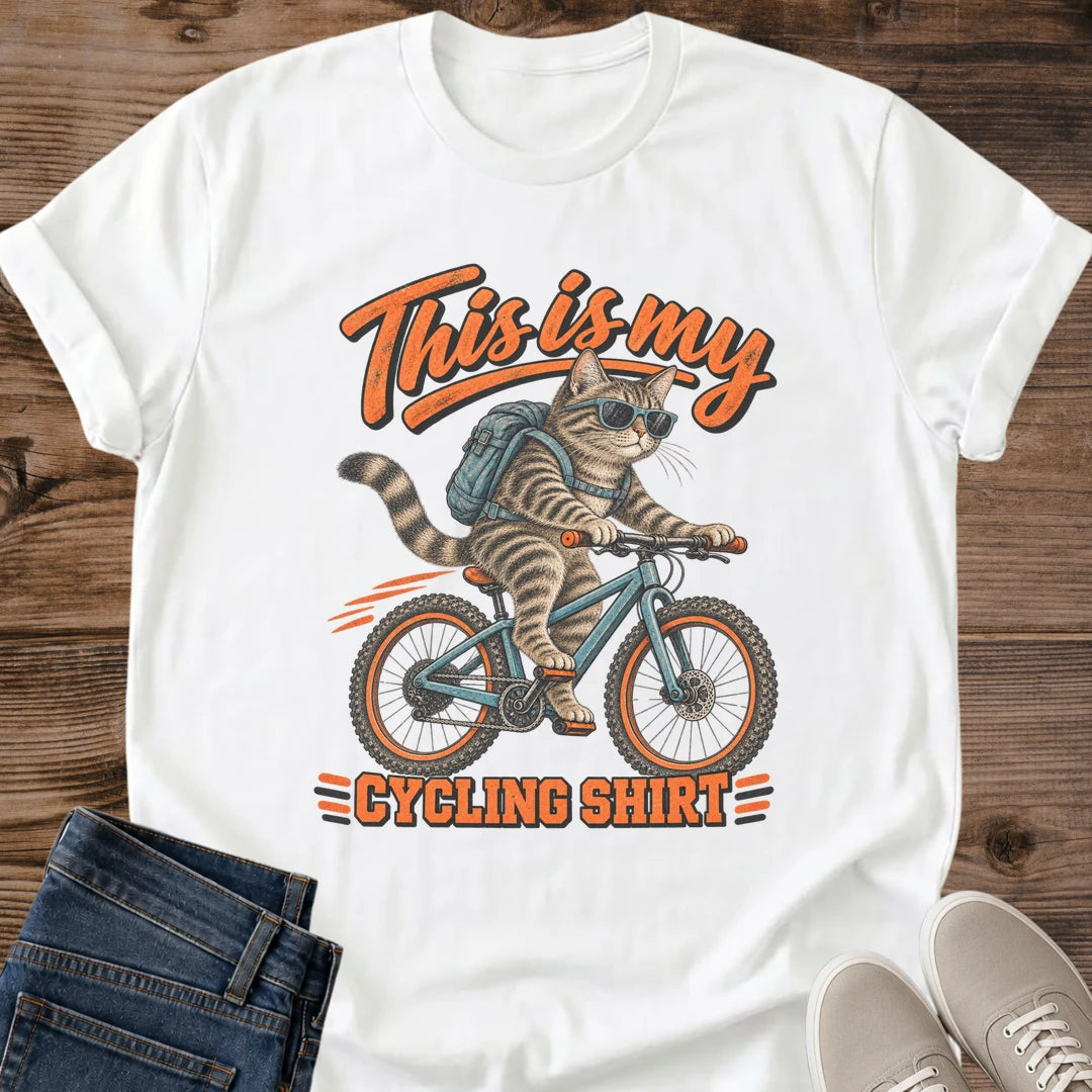 Vintage Cat Lover Tee This Is My Cycling Shirt Bike Design Cotton Cat Dad Gift Shirt Retro Aesthetic Softstyle Ring Spun Fabric Relaxed Retail Fit Casual Weekend Layering Statement Piece Everyday Wear For Home
