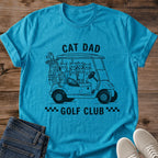 Vintage Illustration Golf Shirt Cat Dad Design Funny Golf Cart Scene Cats Replace Golf Clubs Classic Line Art Style Perfect Gift Cat Lover Golfer Apparel Father Day Present Golf Tournament Outfit Casual Golf Wear Cat Themed Polo Shirt