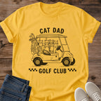 Cat Dad Golf Shirt Funny Vintage Illustration Design Golf Cart Scene With Cats Perfect Gift For Cat Lover Golfer Apparel Classic Line Art Style Father Day Present Golf Tournament Outfit Casual Golf Wear Humorous Cat Themed Polo Shirt Golf