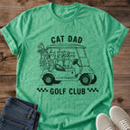 Golf Gift For Cat Lover Funny Cat Dad Shirt Vintage Illustration Design Golf Cart With Cats Classic Line Art Style Perfect Father Day Present Golf Tournament Apparel Casual Golf Course Outfit Cat Themed Polo Shirt Humorous Golfer Gift Cat