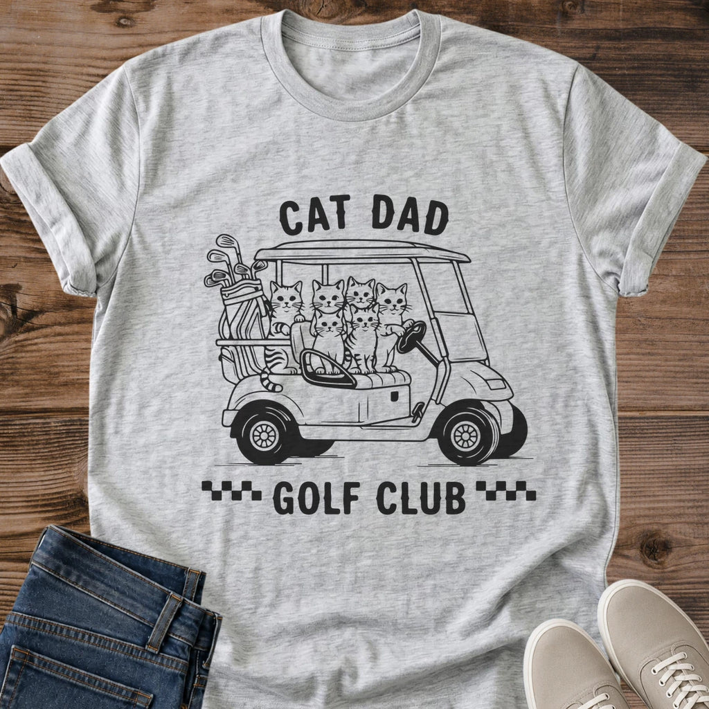Funny Golf Shirt Cat Lover Design Vintage Illustration Golf Cart With Cats Cat Dad Apparel Gift Perfect Present For Golfer Who Loves Cats Classic Line Art Style Golf Tournament Outfit Father Day Gift Casual Golf Course Wear Humorous Cat