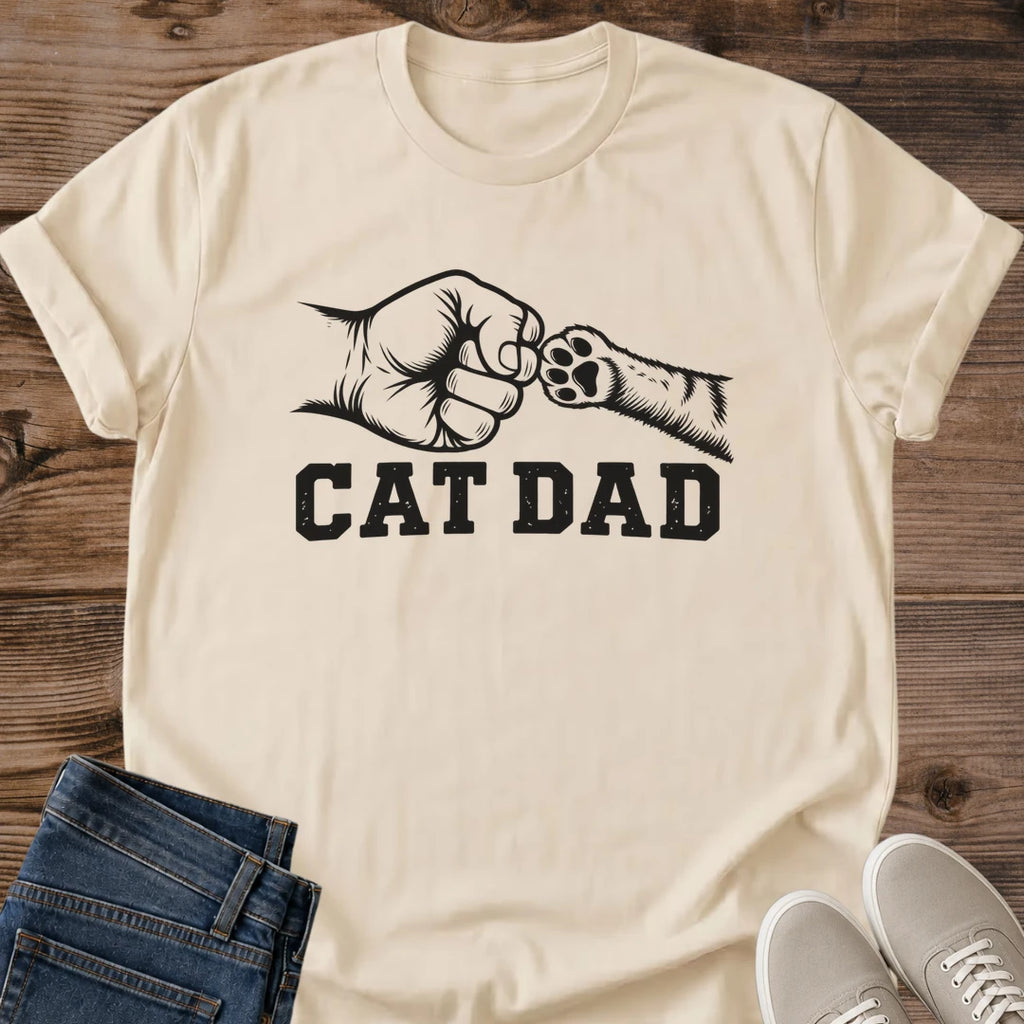 Cat Dad Fist Bump Shirt Paw Bump Tee Hand Drawn Fist Meeting Cat Paw Sketch Distressed Block Text Design Cat Daddy Shirt Cat Owner Gift For Men Husband Cat Gift Tee Cat And Dad Team Tee Soft Cotton Unisex Shirt Cat Whisker Co
