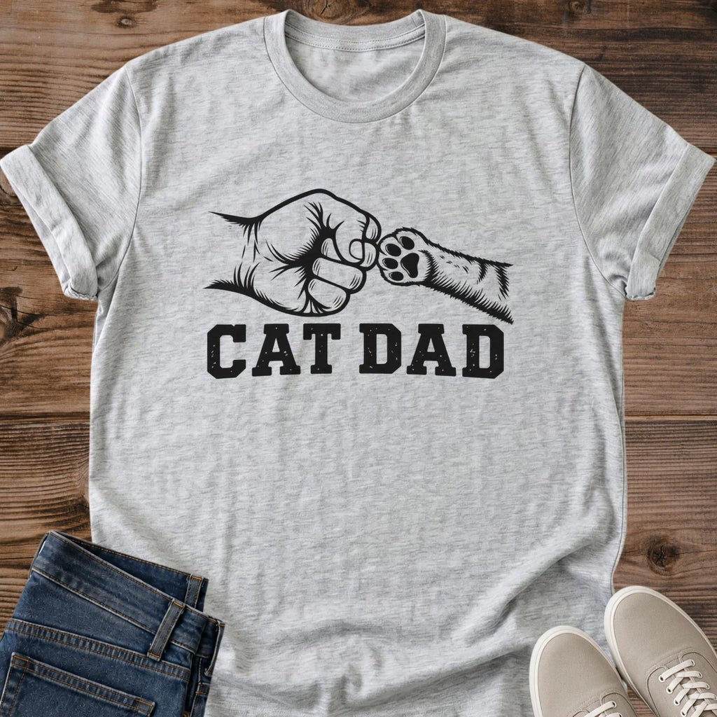 Cat Dad Gift Cat Dad Shirt Fist Bump Paw Tee Black Ink Cat Dad Graphic Fathers Day Gift For Cat Dad Birthday Gift For Husband Christmas Gift For Him Gift From The Cat Cat Person Tee Gildan Softstyle Cotton Tee Cat Whisker Co
