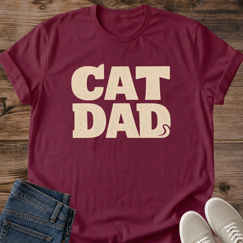 Comfortable Cotton Shirt Cat Dad Graphic Vintage Retro Style Soft Crew Neck Tee Distressed Print Design Cat Lover Gift Casual Everyday Wear Pet Parent Apparel Lightweight Ring Spun Cotton Classic Cut Feline Owner Pride Perfect Lounging