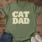 Retro Graphic Shirt Cat Dad Design Vintage Style Tee Soft Cotton Crew Neck Distressed Print Cat Lover Apparel Comfortable Casual Wear Pet Parent Pride Lightweight Fabric Classic Cut Feline Enthusiast Gift Perfect Daily Outfit Home Lounging