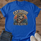 Vintage Cat Shirt Men Retro Seventies Design Funny Cat Dad Tee Pet Me And Purr Slogan Father's Day Gift Idea Cat Lover Apparel Graphic Tee Shirt Novelty Present Cat Owner Gift Men's Casual Wear Statement Clothing Pet Parent Style