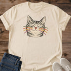 Cat Face Portrait Shirt Heart Nose Colorful Whiskers Tee Cute Cat Lover Gift Idea Softstyle Ring Spun Cotton Relaxed Fit Everyday Casual Wear Illustrated Print Cat Owner Apparel Statement Piece Lightweight Layering