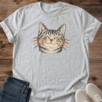 Cat Face Portrait Shirt Heart Nose Colorful Whiskers Tee Cute Cat Lover Gift Idea Softstyle Ring Spun Cotton Relaxed Fit Everyday Casual Wear Illustrated Print Cat Owner Apparel Statement Piece Lightweight Layering