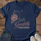 Cat Lover Gift Vintage Floral Graphic Tee Soft Lightweight Fabric Delicate Botanical Design Muted Tone Aesthetic Graceful Cat Silhouette Pattern Comfortable Casual Wear Everyday Style Essential Minimalist Artistic Expression Beautiful