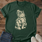 Soft Cotton Tee Shirt Urban Casual Wear Style Cat Graphic Design Vintage Retro Print Black Background Clothing Comfortable Everyday Fashion Statement Perfect Gift For Animal Lover Breathable Lightweight Fabric Relaxed Fit Weekend Wardrobe