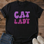 Groovy Cat Tee Retro Style Shirt Vintage Design For Cat Lover Magenta Print Women Casual Wear Soft Cotton Fabric Comfortable Everyday Fit Breathable Material Crew Neck Classic Style Perfect Gift For Cat Owner Cozy Morning Shirt Lightweight