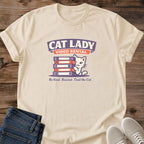 Soft Cotton Cat Shirt Comfortable Casual Tshirt Retro VHS Design Nostalgic Video Rental Theme White Cat Graphic Relaxed Fit Everyday Wear Vintage Movie Apparel Perfect Gift Cat Lover Present Lightweight Fabric Cozy Style Unique Retro