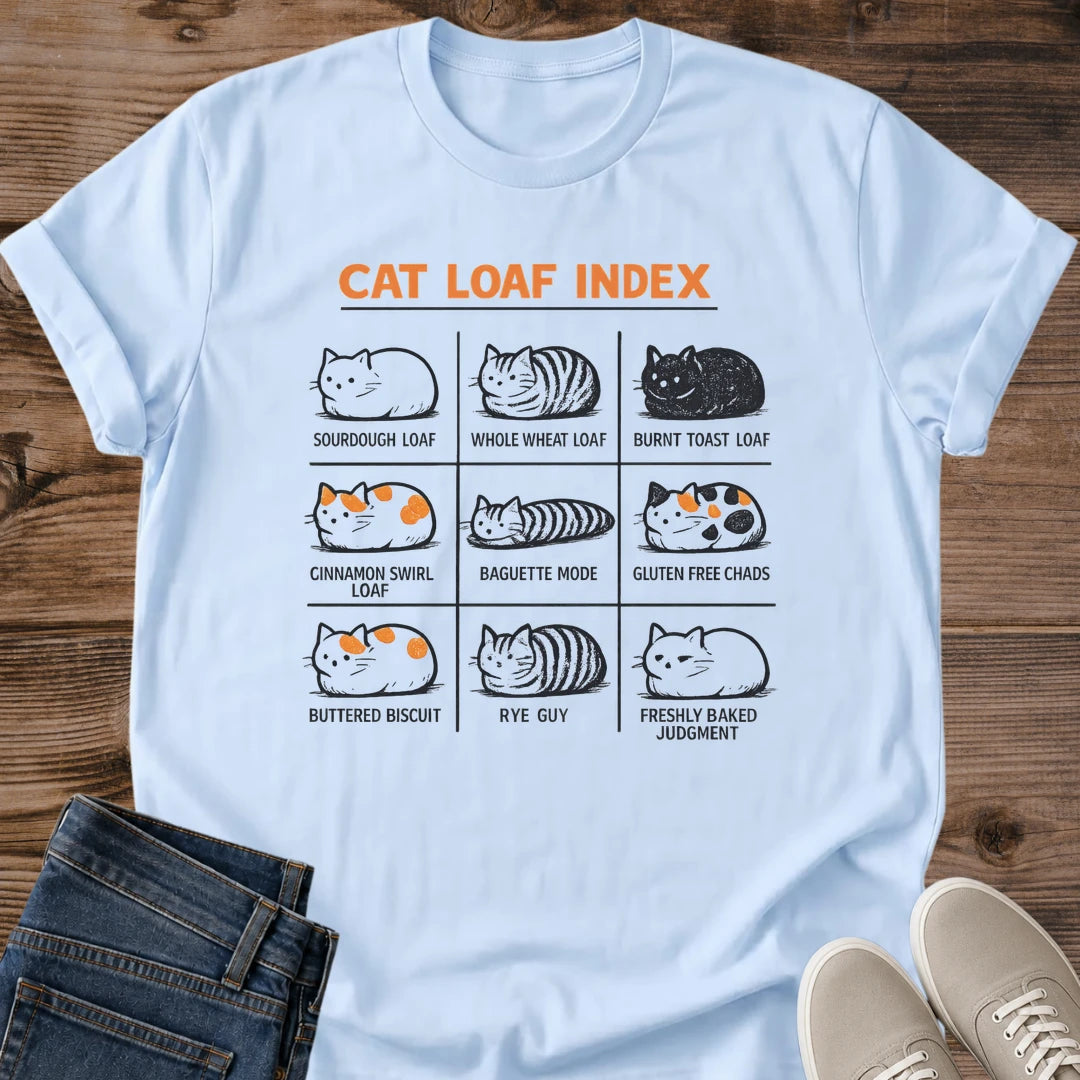 Soft Cotton Cat Tee Comfortable Graphic Shirt Cat Loaf Design Funny Illustration Casual Everyday Wear Perfect Cat Lover Gift Classic Fit Style Crew Neck Comfort Relaxed Loungewear Essential Pet Owner Fashion Cozy Home Outfit Lightweight