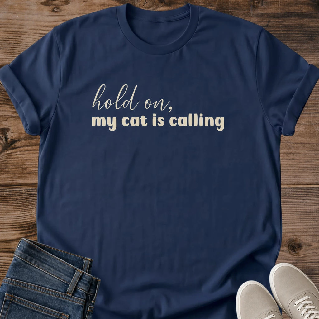 Comfortable Cat Graphic Tee Soft Cotton Casual Shirt For Cat Lovers Everyday Wear Pet Themed Fashion Funny Cat Owner Apparel Relaxed Fit Design Cream Lettering Style Humorous Pet Lover Clothing Gift Idea For Cat Person Loungewear Tee
